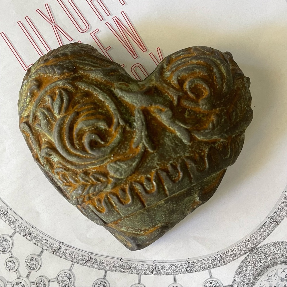 Vintage Heart Shaped Art Pottery Green Decor